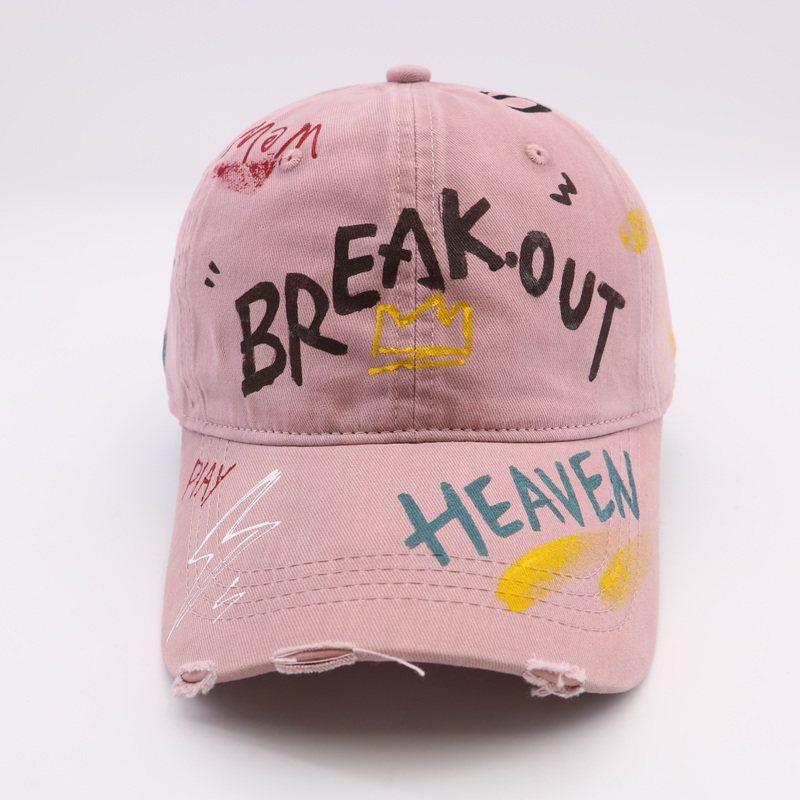 Fashion Hat Early Spring Hand-painted Graffiti Alphabet Edged Cap Personalized Outdoor Leisure Versatile Street Face Small Baseball Cap
