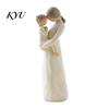 Resin Statue Home Decor Wooden Texture Figurine, Hand Carved Mother & Child/Family/Couple/Dog Owner And Child Embrace Ornament Statue, Minimalist