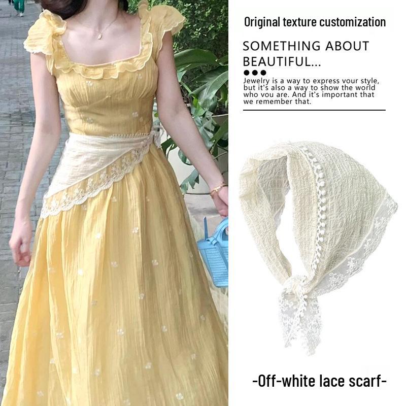 Women's Ballet Lace Trim Skirt with Peplum Waistband and Triangle Scarf Accessory (2025 Style)