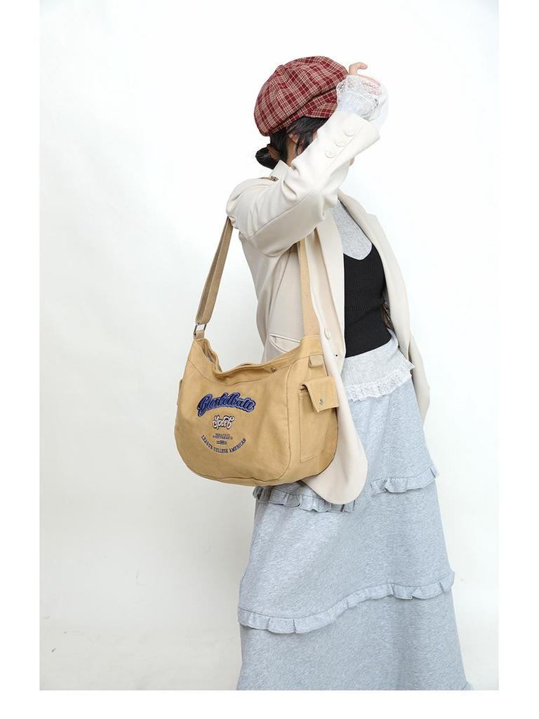 Корейская модная холщовая сумка-мессенджер: Большая вместимость для женщин и мужчин, спортивный стиль