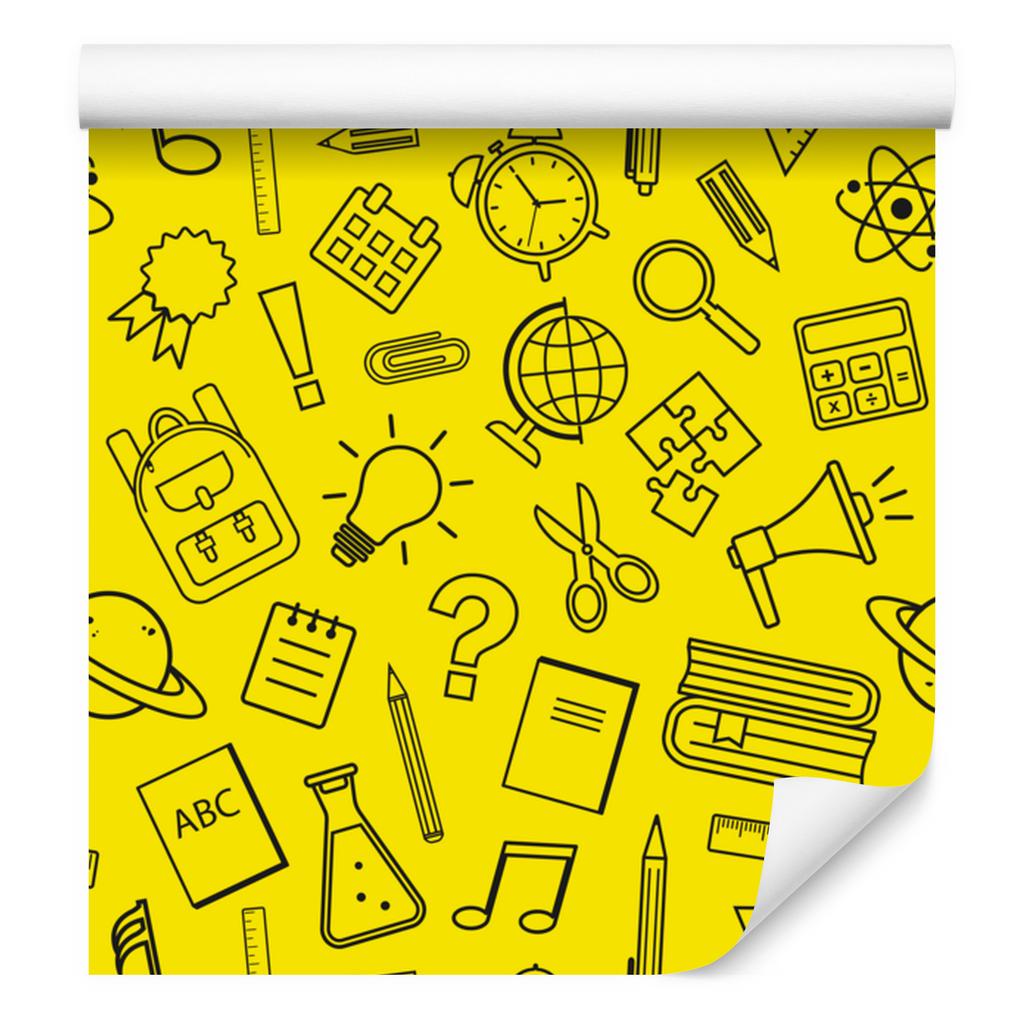 School Supplies Yellow Wallpaper for Living Room and Bedroom 50x1000