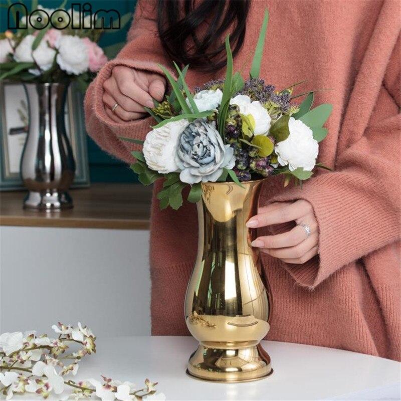 Stainless Steel Tabletop Vase Modern Minimalist Fashion Ornaments Crafts Home Office Decoration Vase