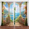 2 шт. балконная штора в ландшафтном стиле с принтом для домашнего декора, карманная штора для спальни, офиса, кухни, гостиной