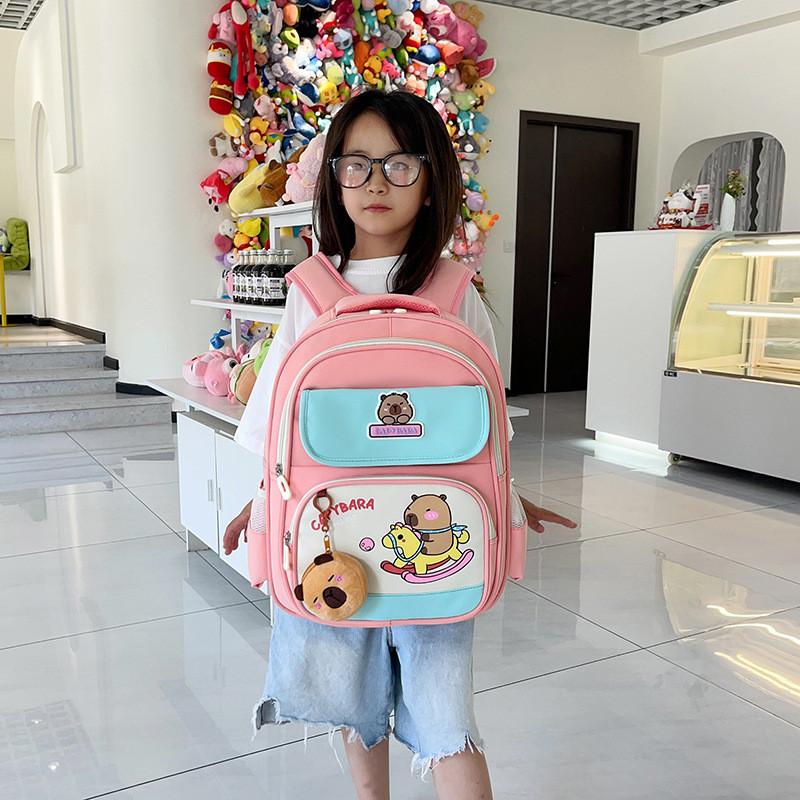 Childrens Capybara Learning And Playing Pattern Cartoon Backpack For Kindergarten And Primary School Students
