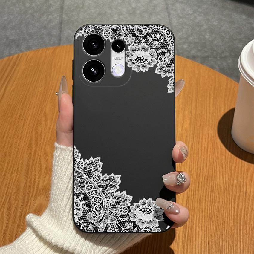 Чехлы Для Oppo Reno16 15 14 13 12 F 15c 16c Reno15 16 Pro Телефон Бампер Модный Леопардовый Кружевной Узоры Бабочки Матовый Силиконовый Защита от Отпечатков Пальцев Корпус