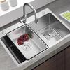 ZISIZ Kitchen Stainless Steel Deepened Basin-in-Basin