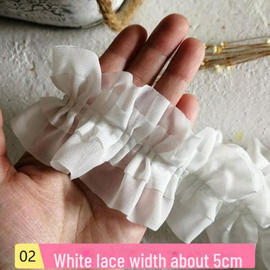 Двухслойная шифоновая юбка ручной работы в складку с кружевной отделкой и 3D-лентой из органзы