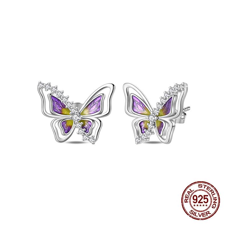 Серьги-гвоздики для женщин Медь Разноцветная Ракушка Морская звезда Сверкающая Бабочка Роскошные Изысканные Ювелирные Изделия Серьги для Девочек