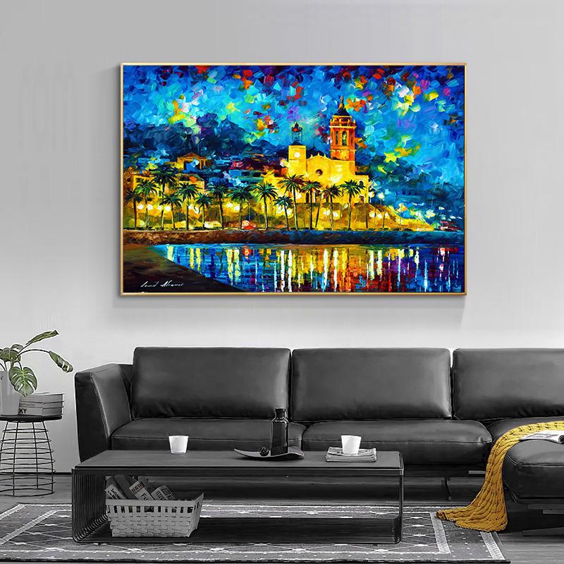 Abstract City Landscape Oil Painting Eiffel Tower Wall Art Canvas Prints Pop Paintings Decorative Pictures for Living Room Decor No Frame