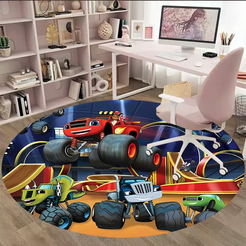 1pc Blaze and the Monster Machines Print Round Carpet Chair Round Carpet Suitable for Bedroom Living Room Home Decorative Carpet