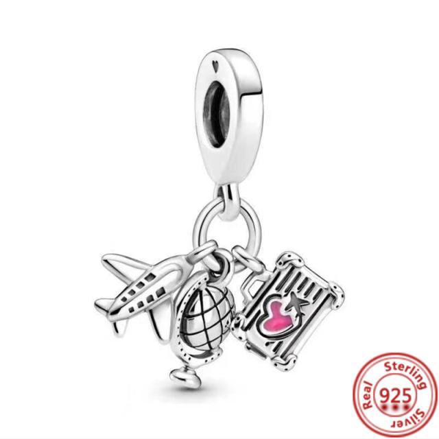 925 Silver Animal Character Love Series Clip Beads Pendant Fit Original  Charm Accessories Bracelet for Women DIY Jewelry