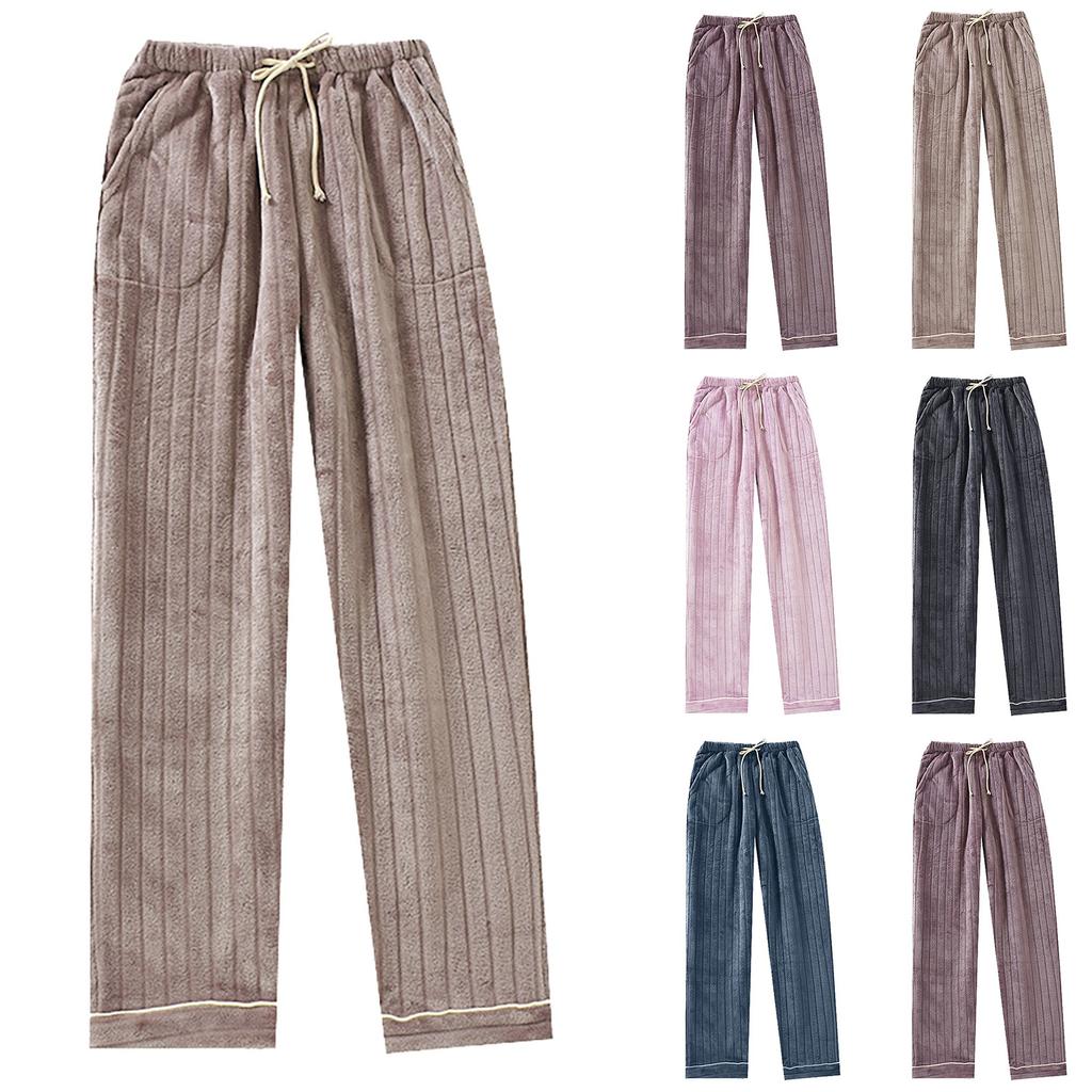 Женские термофлисовые карманы пижамные теплые повседневные брюки домашние пижамные штаны