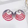Xuping Jewelry Новый дизайн Искусственный бриллиант Цветной кристалл Синтетический кубический цирконий Свадебная вечеринка Висячие Роскошные женские серьги