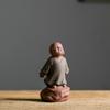 Ceramic Small Monk Car Decorations, Chinese Zen Purple Clay Sand, Lovely Tea Pet, Fengshui Zen Buddha Meditation