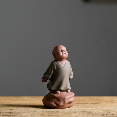 Керамические украшения для машин в виде монаха, китайский дзен-фиолетовый глинистый песок, милый питомец для чая, медитация будды дзен-будды по фен-шуй