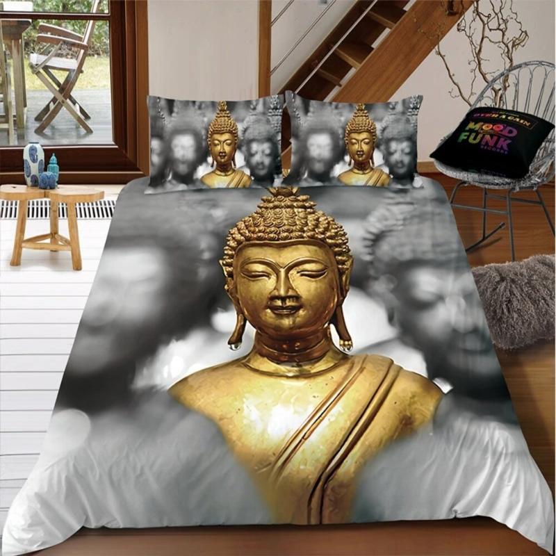 Комплект постельного белья с изображением Будды, цветной каменный комплект постельного белья для подростков, взрослых, размер Queen King, двуспальный, полиэстер, пододеяльник