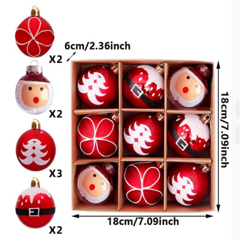 9 шт. Рождественский шар 6 см Украшение для рождественской елки Подвесной шар Украшение для праздничной вечеринки Сделай сам Расписная подвеска на елку