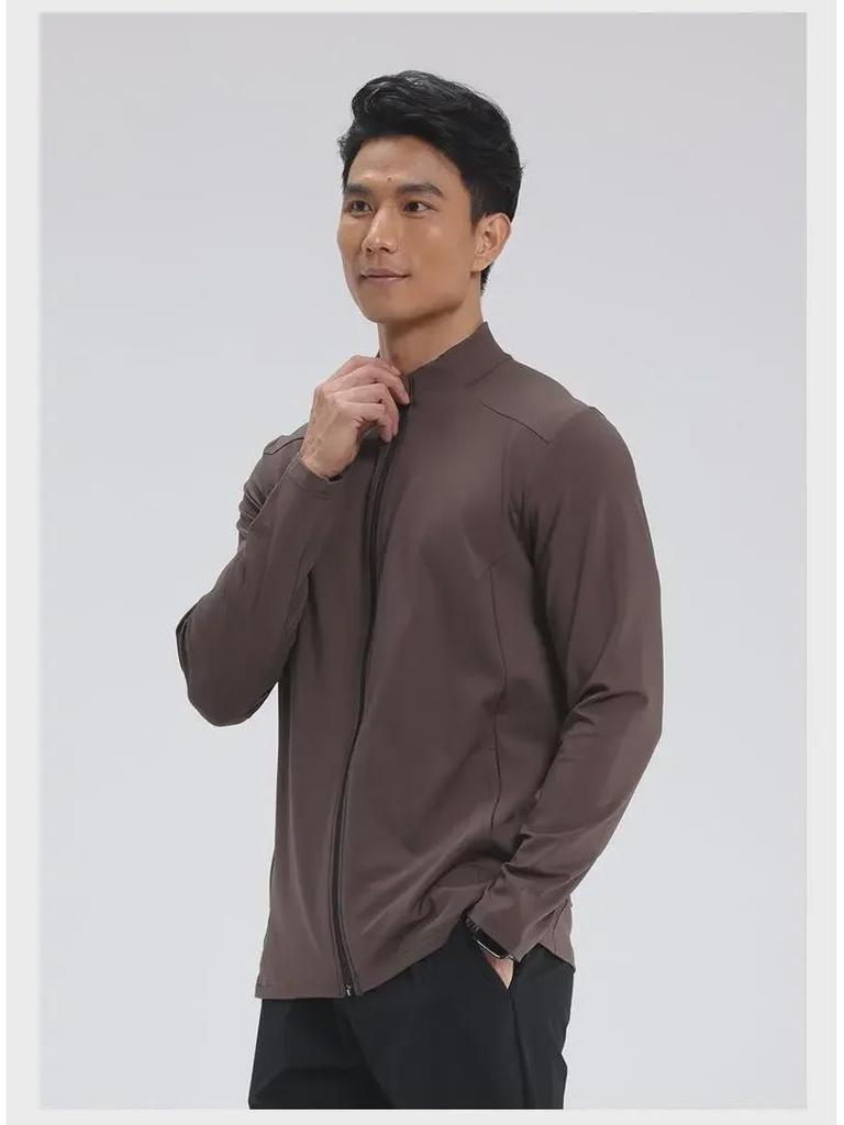 Мужская облегающая куртка с воротником-стойкой для йоги и бега