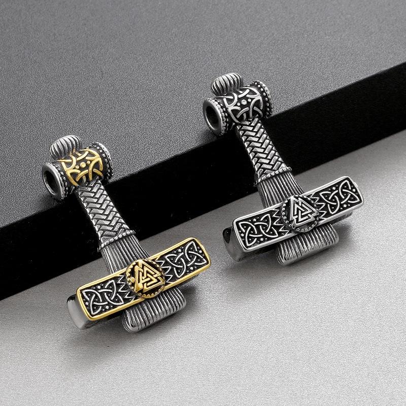 Domineering Sweater Chain Accessories Retro Blackened Oil Viking Thor's Hammer Men's Pendant