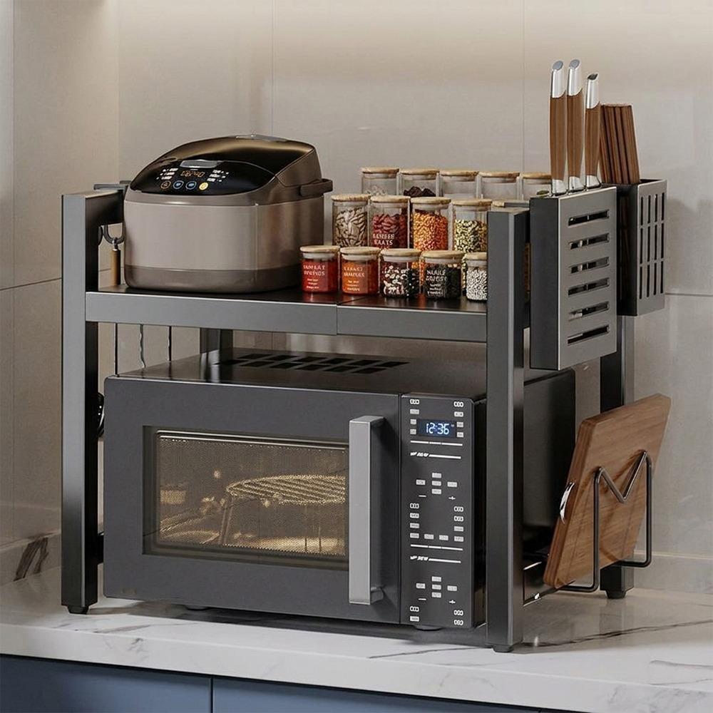 Retractable Metal Kitchen Storage Rack Adjustable Oven Storage Shelf Seasoning Storage