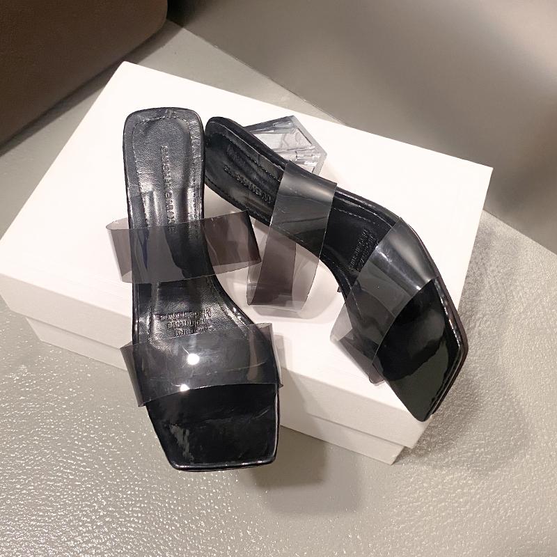 Fashion 2025New Summer Women's Pump Sandals PVC Jelly Slippers Open Toe High Heels Women's Plexiglass Slippers Heels Transparent Sandals
