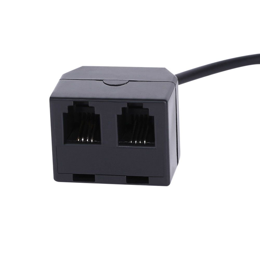 Черный адаптер RJ9 телефонная линия 2 гнезда на 1 штекер удлинительный кабель шнуры линия разветвитель шнур