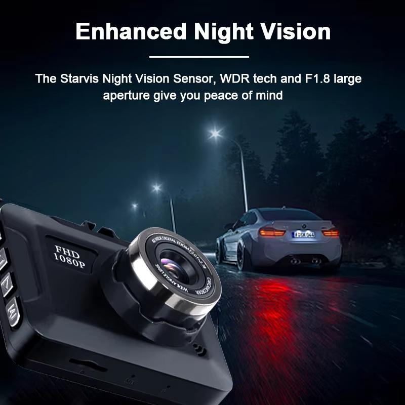 Автомобильный видеорегистратор FHD 1080P с ночным видением, модернизированный 2,0-дюймовый мини-экран для автомобиля, видеорегистратор с ночным видением, камера для парковки черного ящика