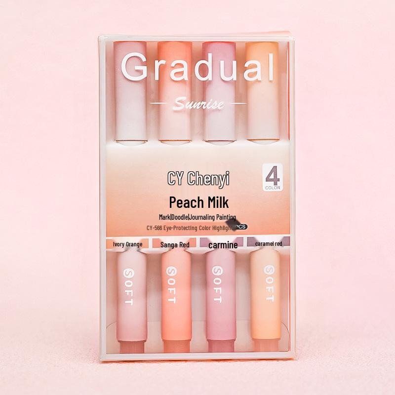 Хайлайтер градиентного цвета - скошенный наконечник, маркер для журнала, не раздражающий глаза