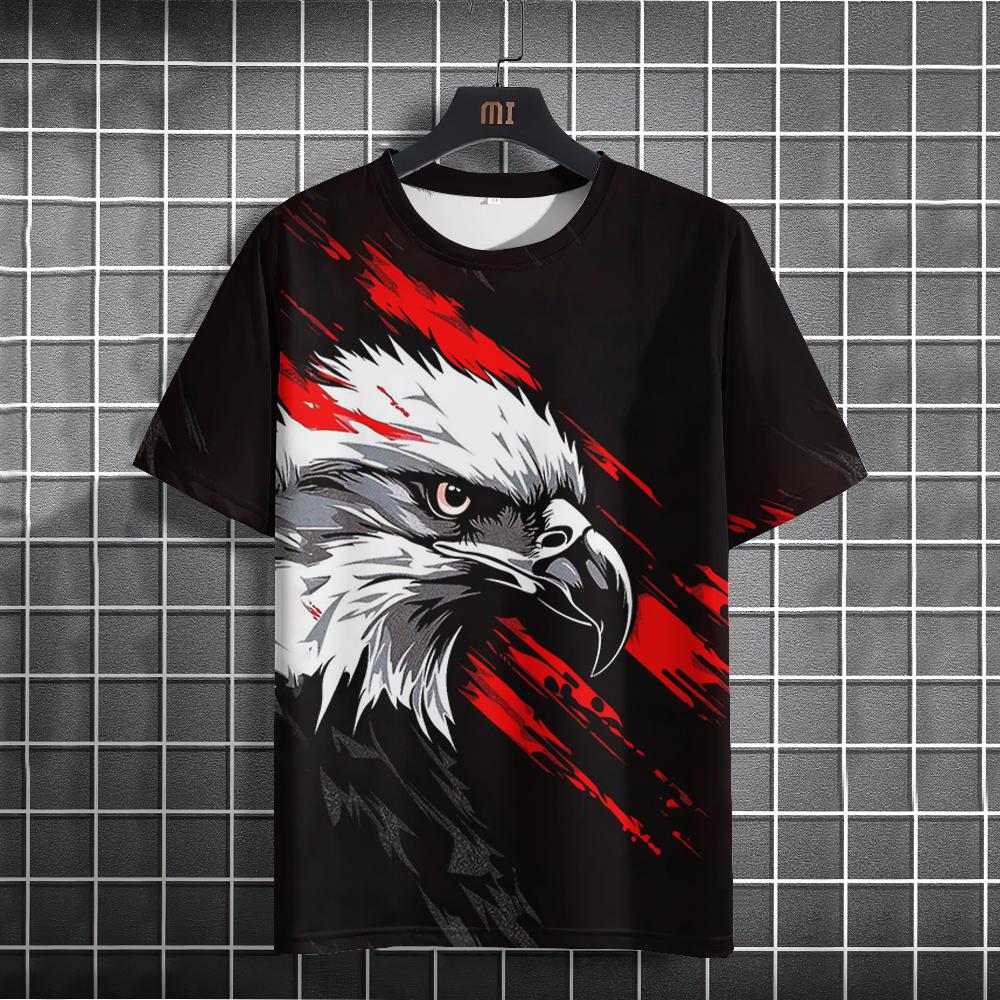 Men's T Shirt All Seasons Fashion Short Sleeve Eagle Print 3d T-shirts Street Casual Oversized Tee Shirt Men Clothing Pullover