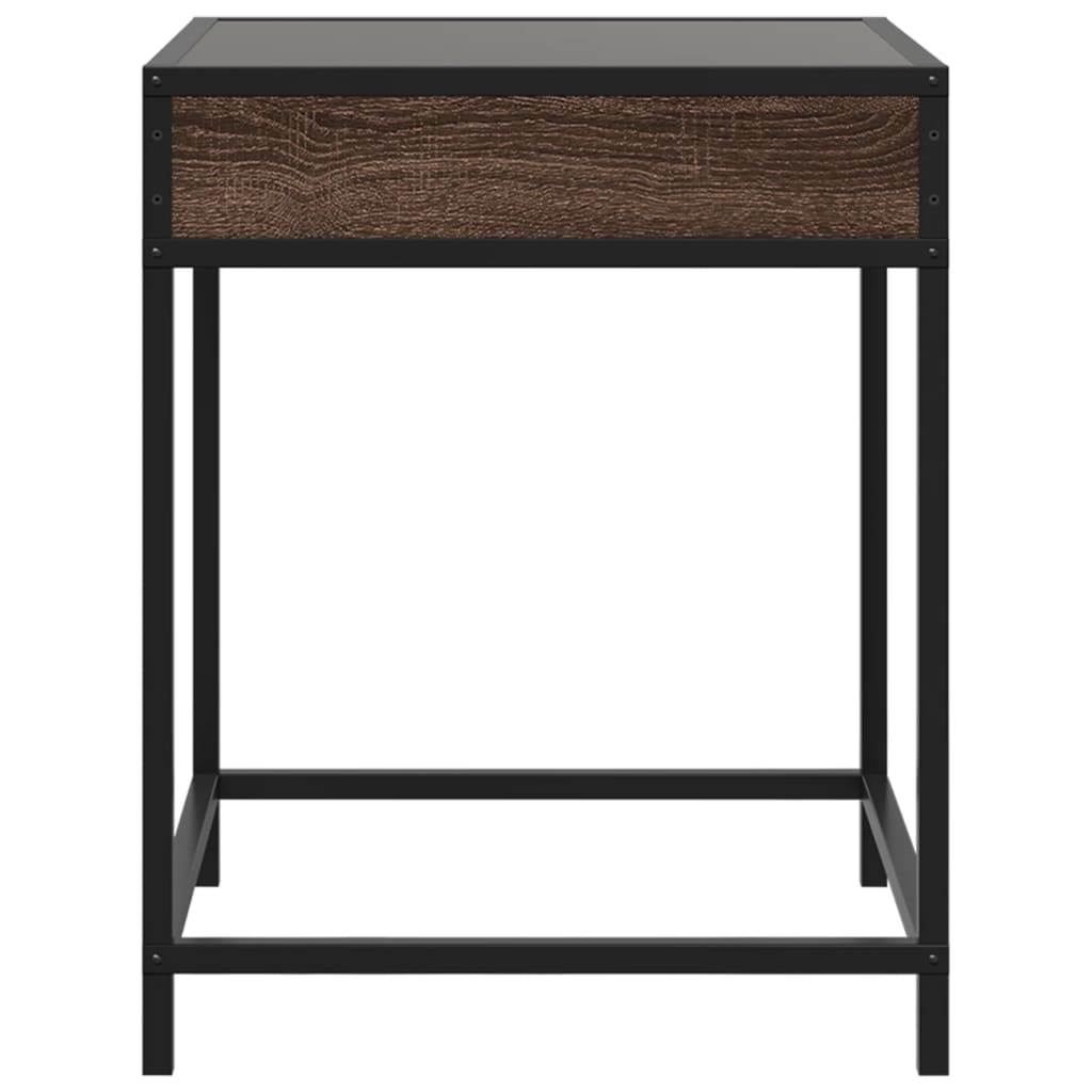 Vidaxl Stolik Nocny Z Led Infinity, Brązowy Dąb, 40X40X51 Cm