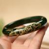 15MM Natural Hotan Jade Blossoming Wealth Bracelet Fashionable Charm Bangle Jade Bracelet Women's Gift