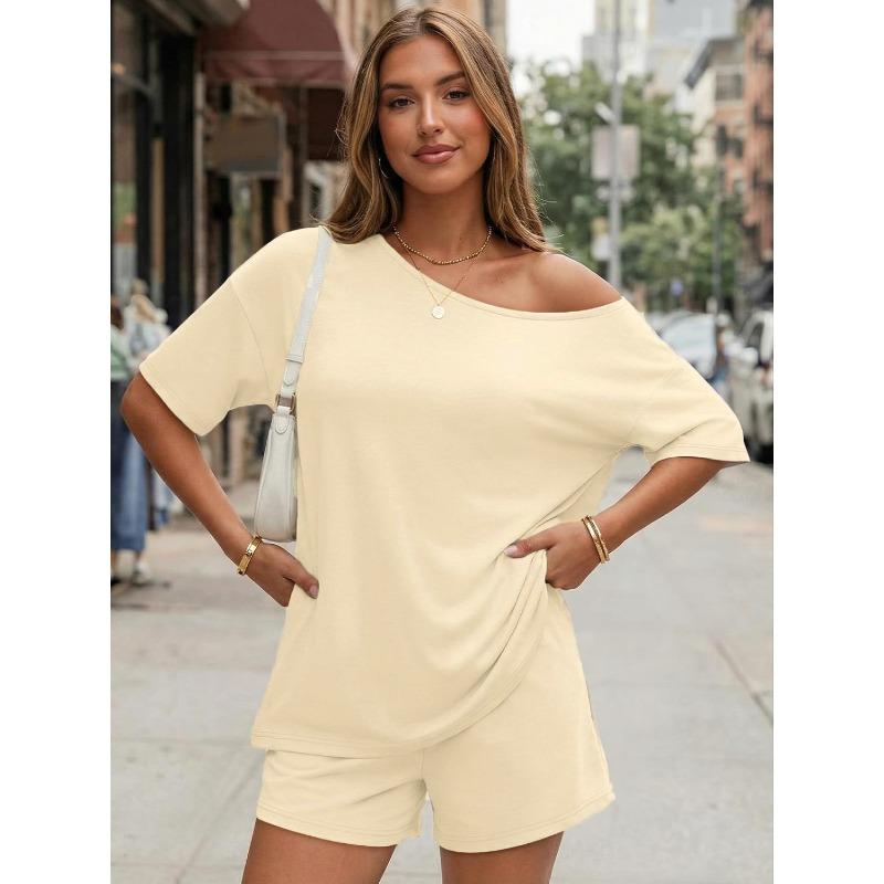 DICFY Women's Fashion Casual Summer Spring Short Sleeve Pants Suits