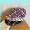 Stylish Womens Checkered Pattern Beret Hat For Spring Fall Sun Protection