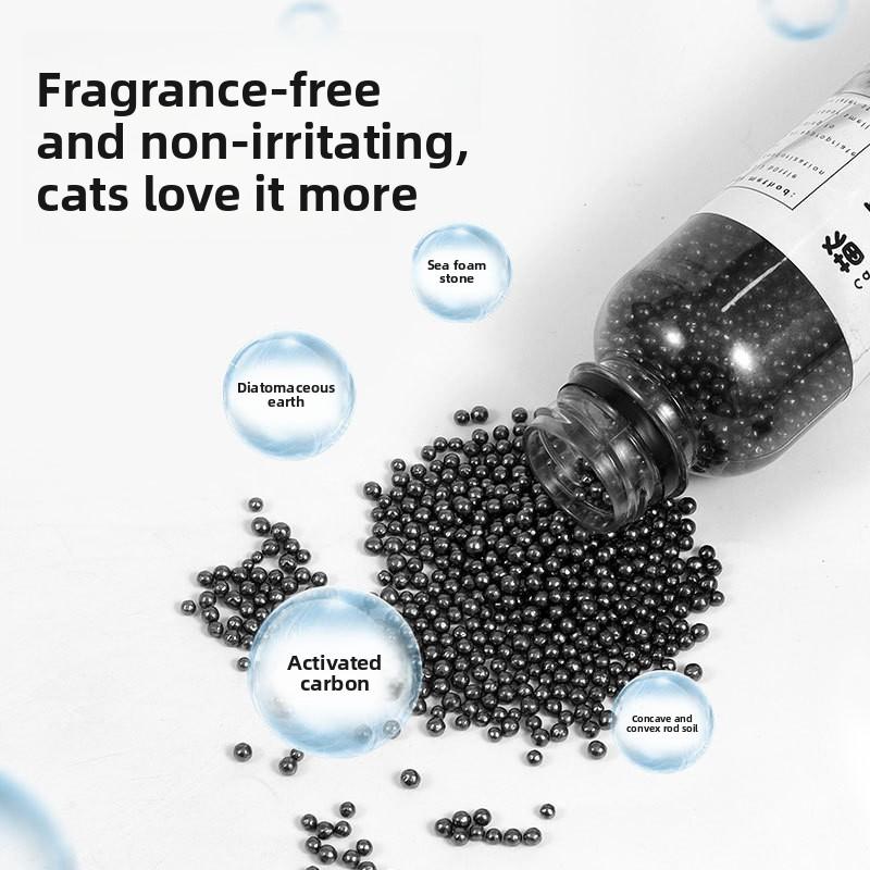Бутылка дезодорирующих гранул для кошачьего наполнителя, компаньон для кошачьего наполнителя, дезодорирующие гранулы с активированным углем, дезодорирующие гранулы для кошачьего лотка