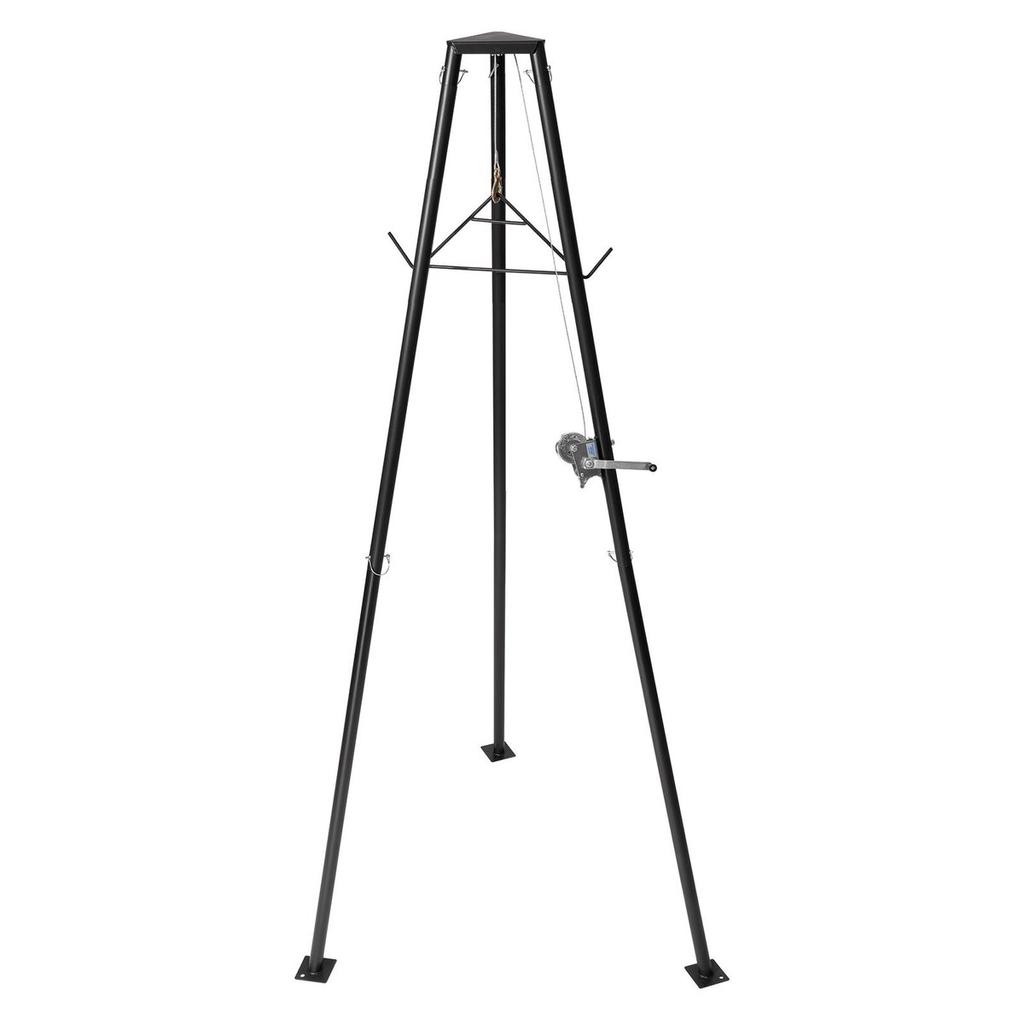 Tripod Deer Hoist, 500 lbs Load Capacity, Hunting Game Hoist Winch Lift with Gambrel & Manual Winch, Hunting Game Skinning and Cleaning Accessory for