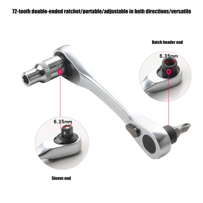 High Strength Ratcheting Wrench Set Double Head Two Direction 72 Tooth Rust Resistant Suitable for Automotive Home Use