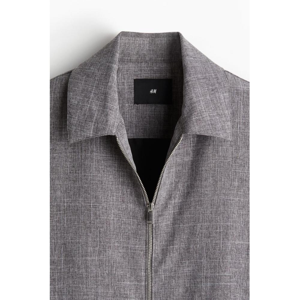 Куртка HM Regular Fit Twill темно-серого меланжевого цвета