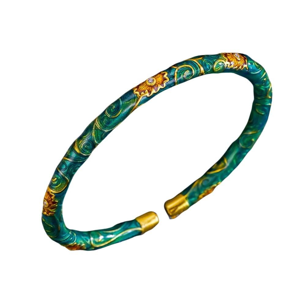 Open Ring Chinese Cloisonne Bracelet Vintage Filigree Flower Bangle Women's Enamel Braclet  Gifts