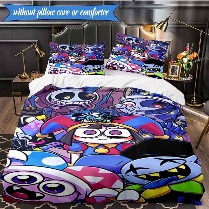 3PCS Digital Circus Adventure Bedding Set,Including 1pc Duvet Cover And 2pcs Pillowcases Perfect for Bedroom, Dormitory, Fan Christmas gift