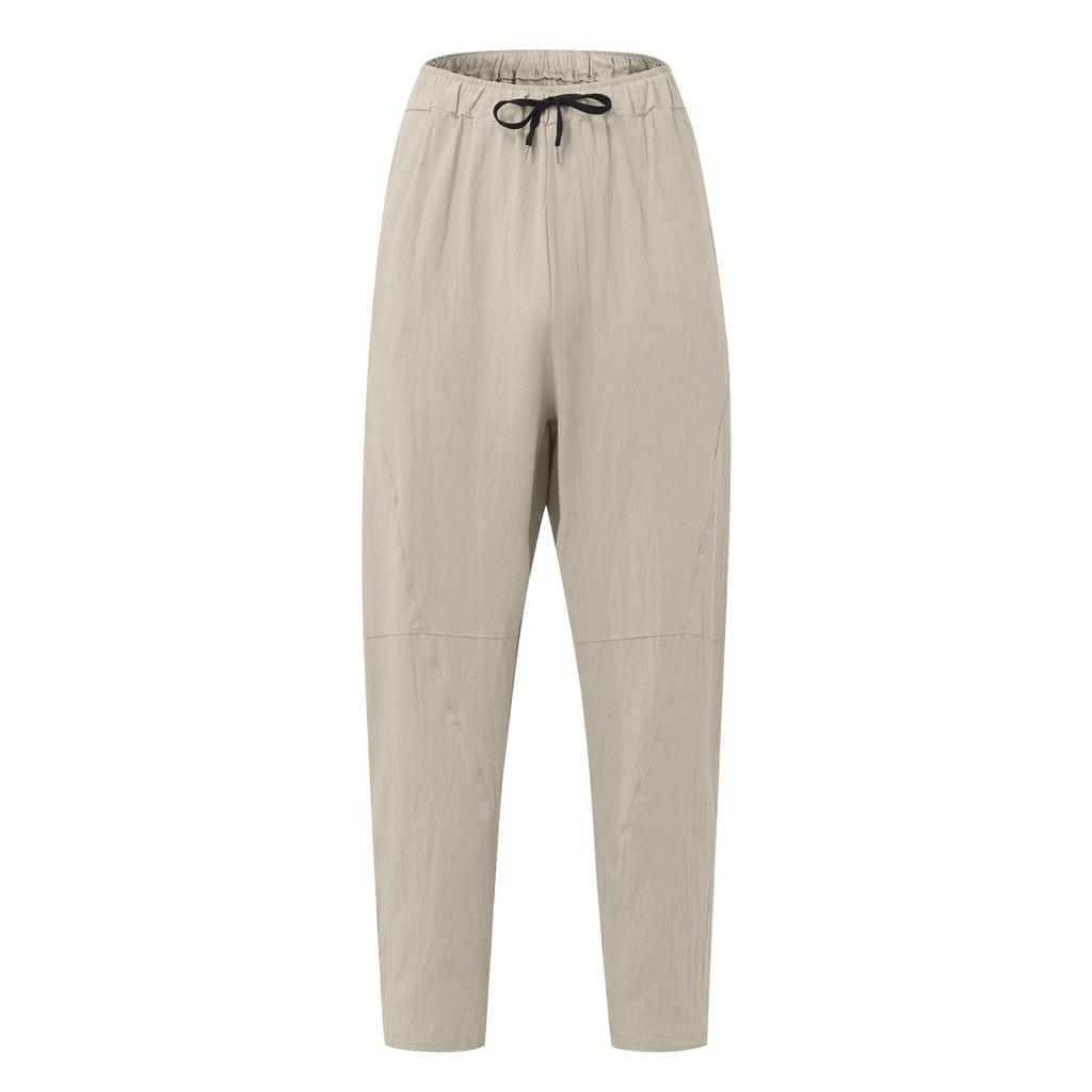 Мужские повседневные свободные и удобные повседневные брюки, хлопковые льняные брюки на шнуровке