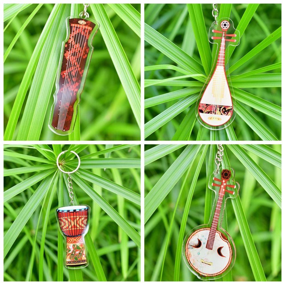 Cello Guitar Acrylic Keychain VIOLIN Electric Guitar Model Keyring Bag Pendant