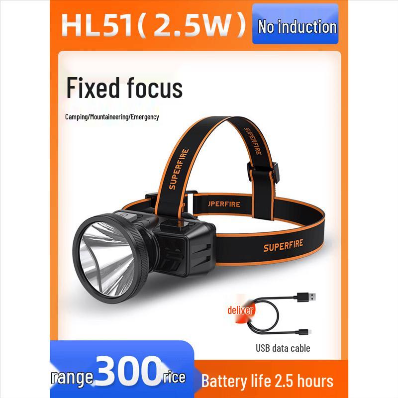 SupFire Светодиодный налобный фонарь HL51 высокой мощности, перезаряжаемый