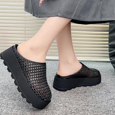 Летние Новые Водонепроницаемые Тапочки для Стола Женские Круглый Носок Подготовка Глубокий Вырез Нескользящие Износостойкие Высокие Каблуки