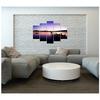 Feeby Five piece picture canvas print, Harbour and lake on a summer morning