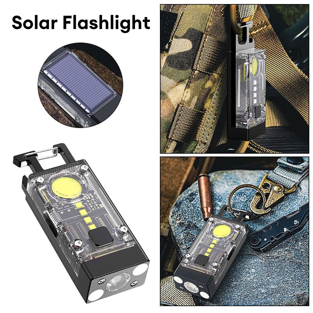 Mini Multifunctional Portable LED COB Flashlight Clip-on Keychain USB Rechargeable Work Lights Outdoor Fishing Camping Lantern