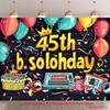 Двумерный фон для 45-летия в стиле граффити "b.solohday" Фон для фотобудки с воздушными шарами