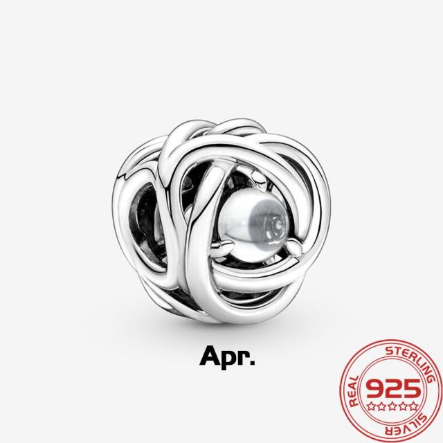 Роскошный серебряный 925 пробы февральский фиолетовый камень рождения вечность круг шарм подходит модный браслет 925 пробы серебряный шарм модные ювелирные изделия для девочек