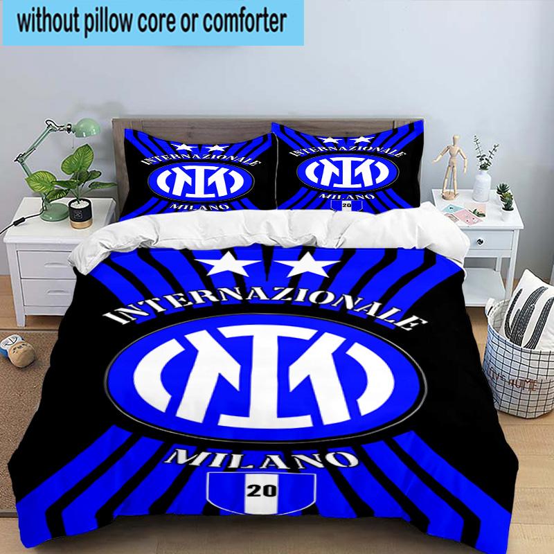 3pcs F.C. Internazionale Milano Printed Bedding Set Duvet Cover Closure Includes 1 Duvet Cover & 2 Pillowcases Bedding Sets Home Decor Gifts