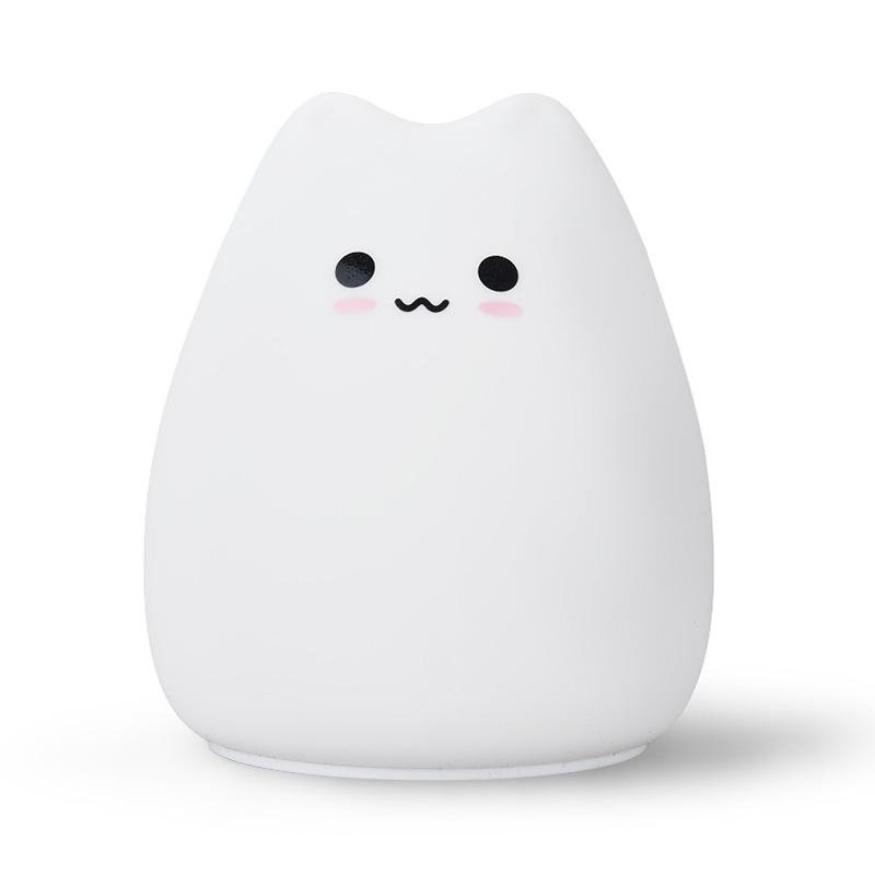 Mini Kawaii Popular Cat Baby Night Lamp 7-Color Pat Touch Color-Changing Eye Protection Bedroom Bedside Nightlight Gift Children