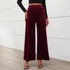Летние женские длинные брюки в стиле Commuter Style с высокой талией, широкие бархатные брюки Temperament
